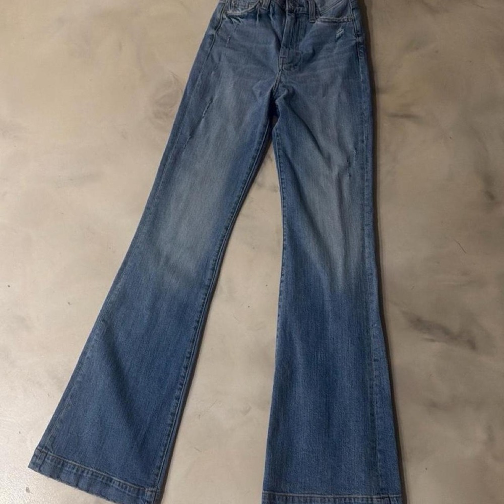 NWT 7FAM Dojo Wide Leg Ultra High Rise Jeans Fig Leaf Sz 33 - Picture 7 of 8